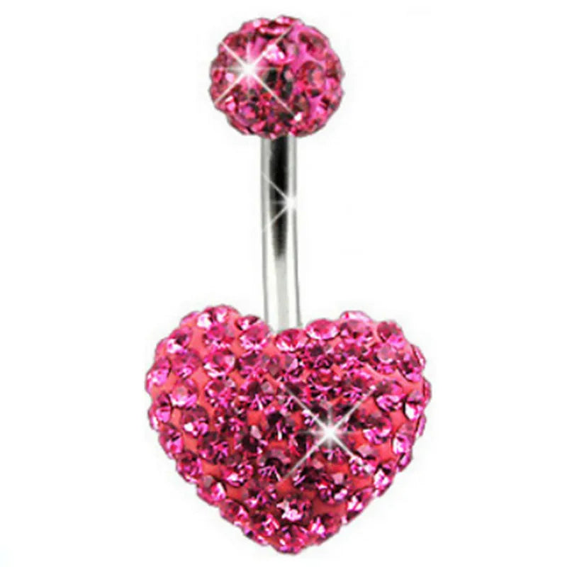 Stainless Steel Crystal Belly Button Piercing Bar