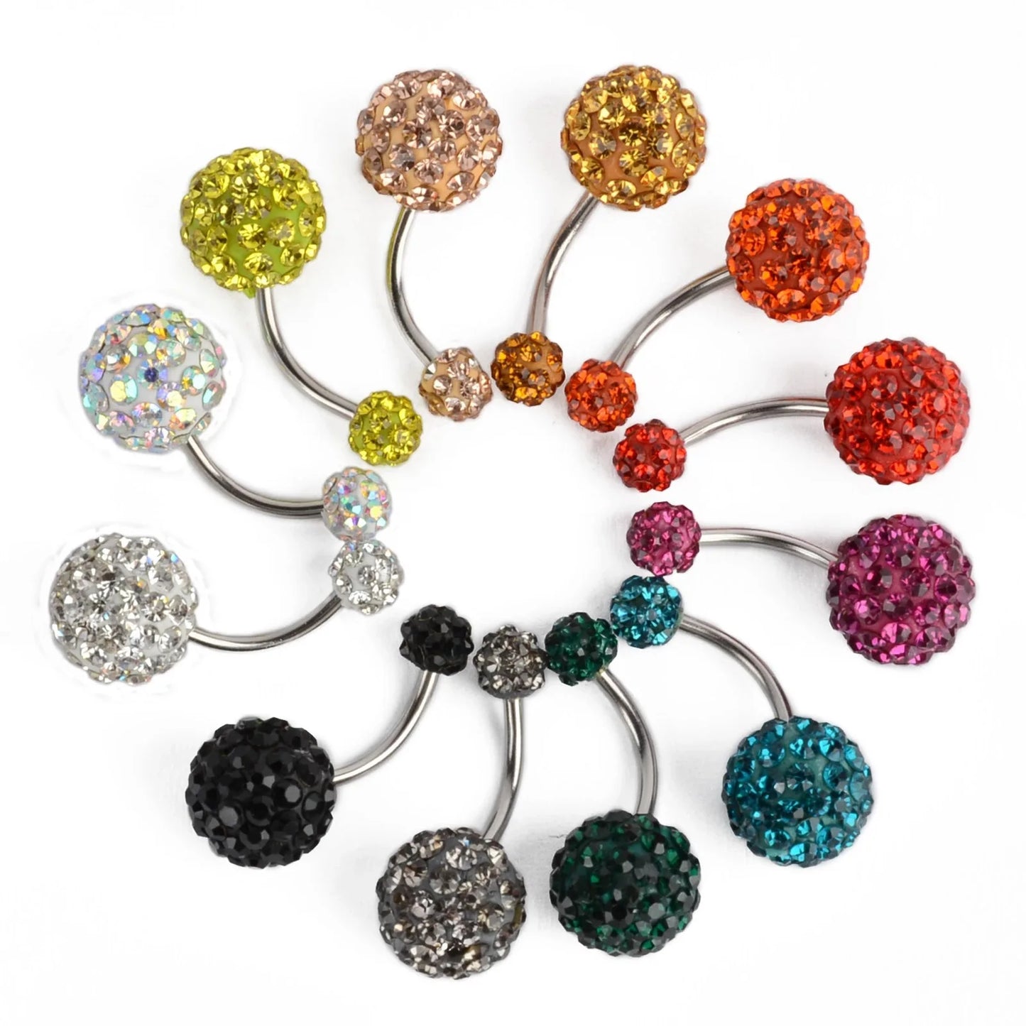 Stainless Steel Crystal Belly Button Piercing Bar