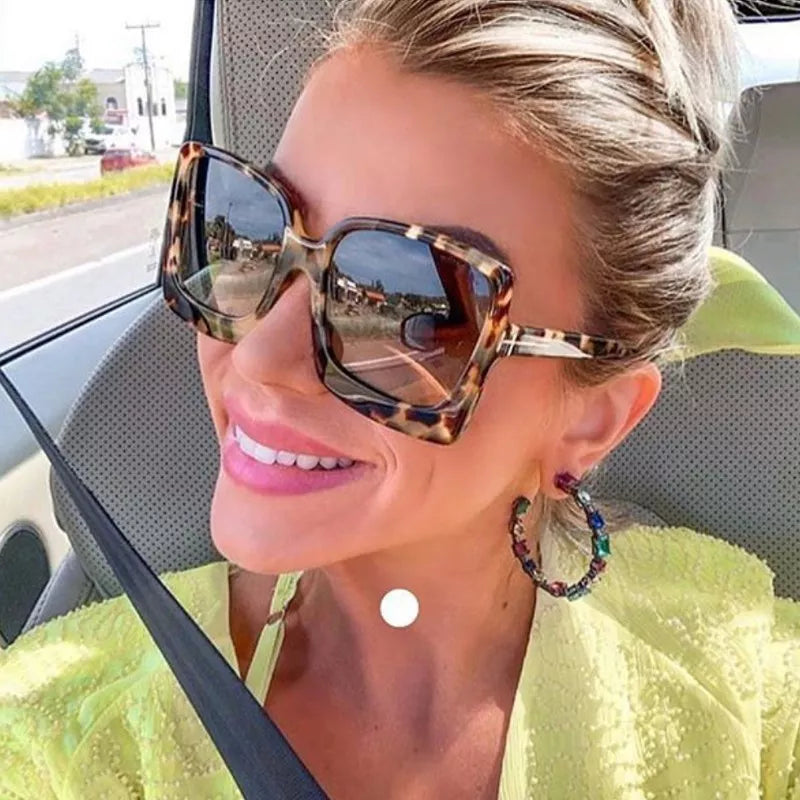 Oversized Women Brand Designer Plastic Female Big Frame Gradient SunGlasses