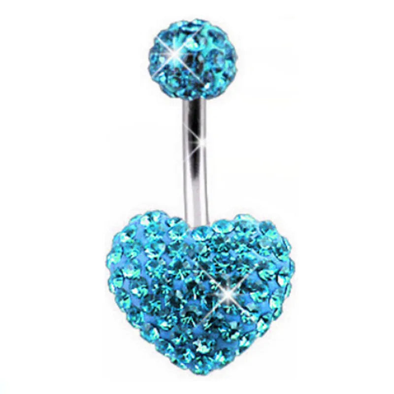 Stainless Steel Crystal Belly Button Piercing Bar