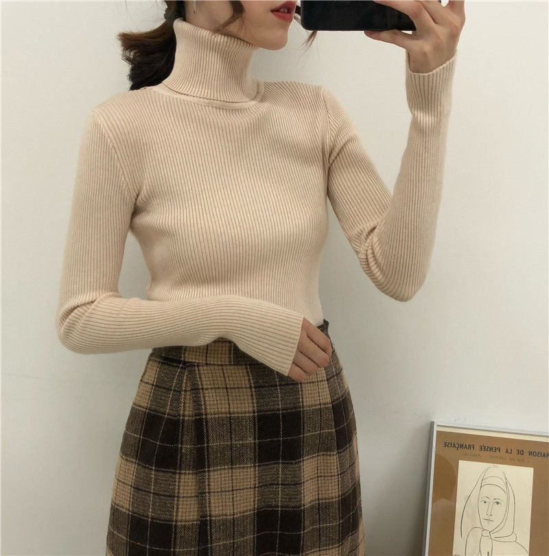 Autumn Winter Tops Korean Slim Women Pullover Knitted Sweater