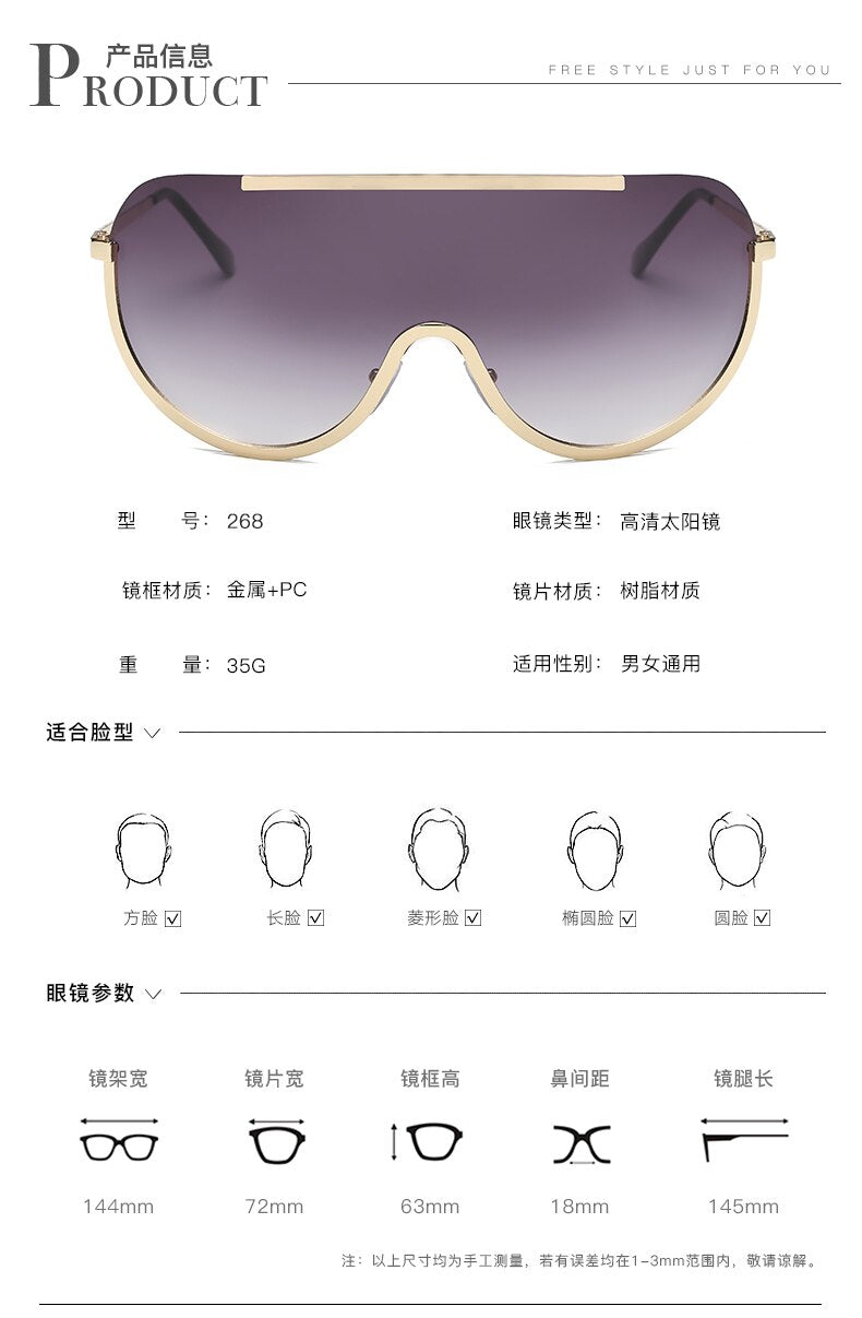 Ocean Color Women Transparent Gradient Rimless Sunglasses