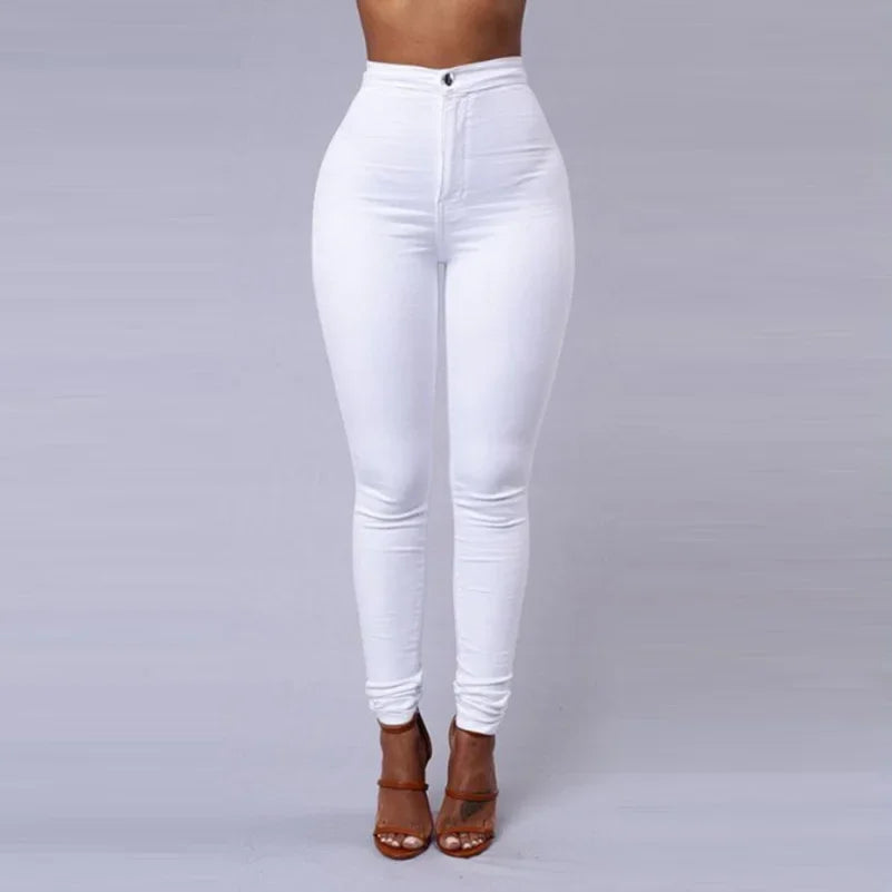 Solid Color Skinny High Waist Render Vintage Sexy Jeans