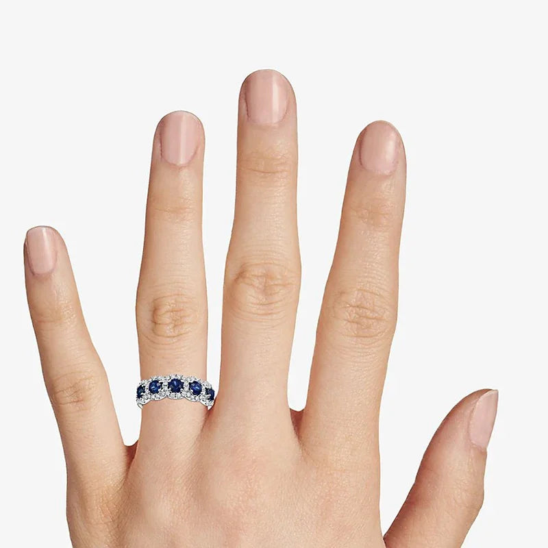 Elegant Female Blue/White CZ Temperament Finger ring