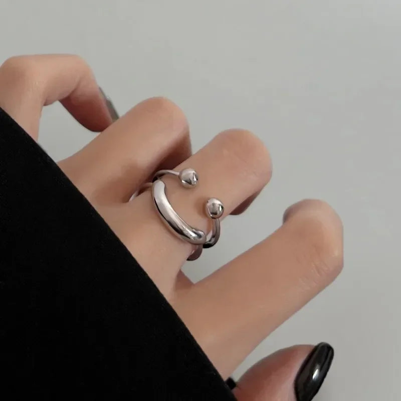 Silver Color Smile Shape Ring for Women