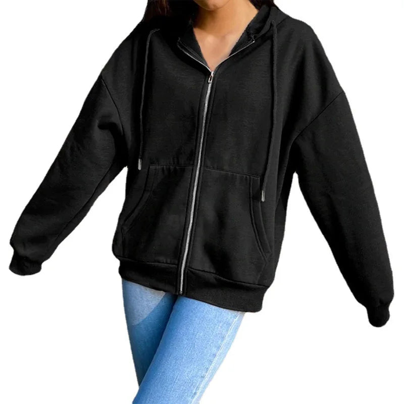 Hoodies long-sleeved Fleece Leisure Zipper Pure Color Hot Style Velvet