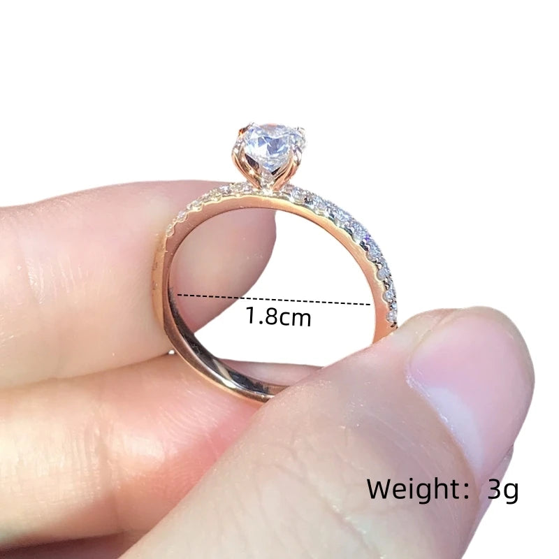 1pcs Gold-color Ring Ladies Simple Light Luxury Style Soldered Glass Diamond rings