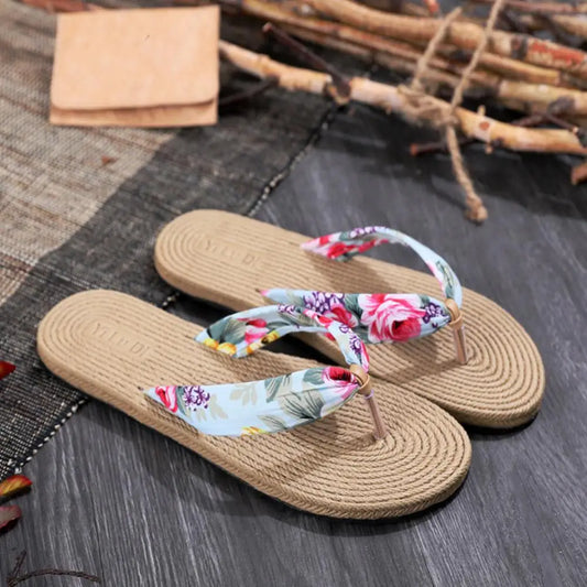 Summer Sandals Anti-slip Flip Flops Floral Beach Thongs Slippers