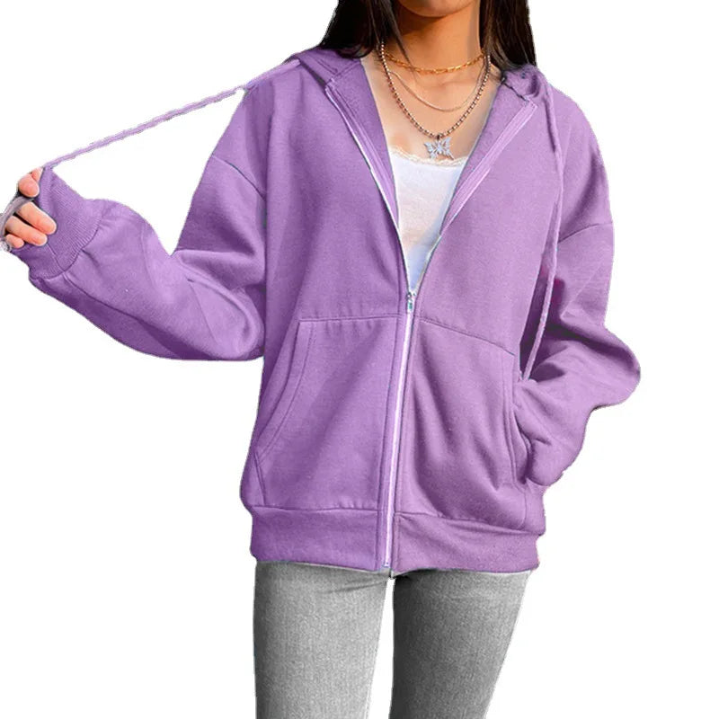 Hoodies long-sleeved Fleece Leisure Zipper Pure Color Hot Style Velvet