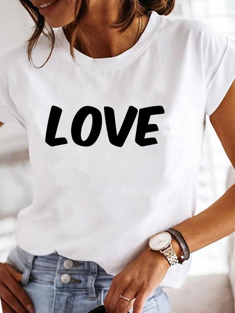 Clothes Ladies Casual T-shirts Letter 90s Trend