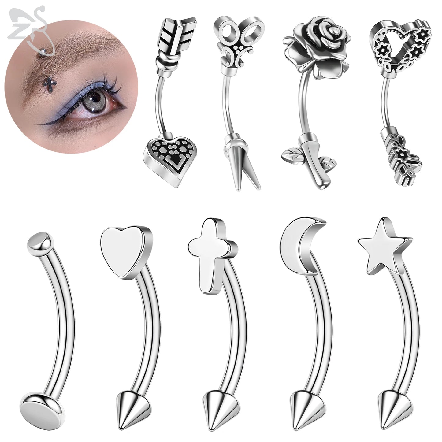 1 Piece 16G/20G Stainelss Steel eyebrow Ring