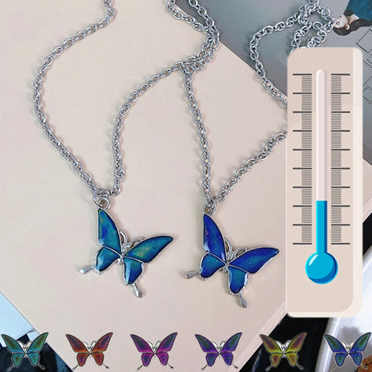 Creative Mood Necklace Change Emotion Feeling Temperature Control Butterfly Pendant