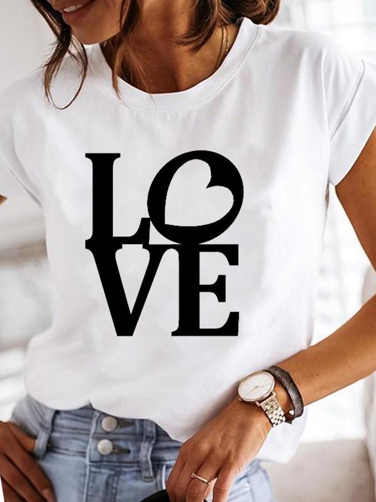 Clothes Ladies Casual T-shirts Letter 90s Trend