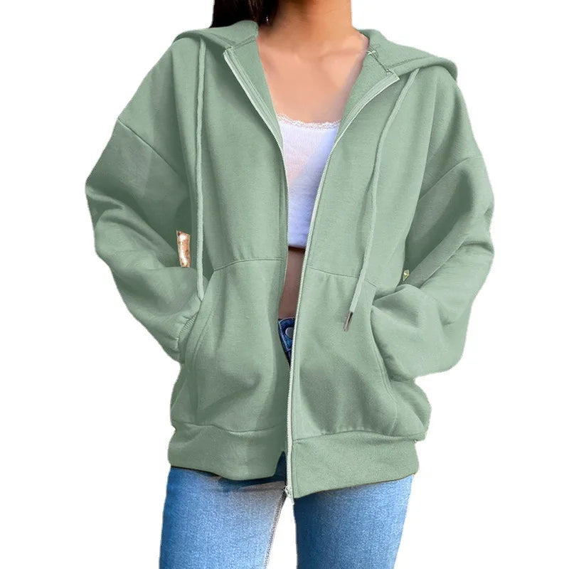 Hoodies long-sleeved Fleece Leisure Zipper Pure Color Hot Style Velvet