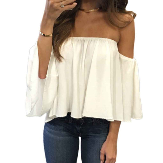 Blusa casual con hombros descubiertos y estilo de verano