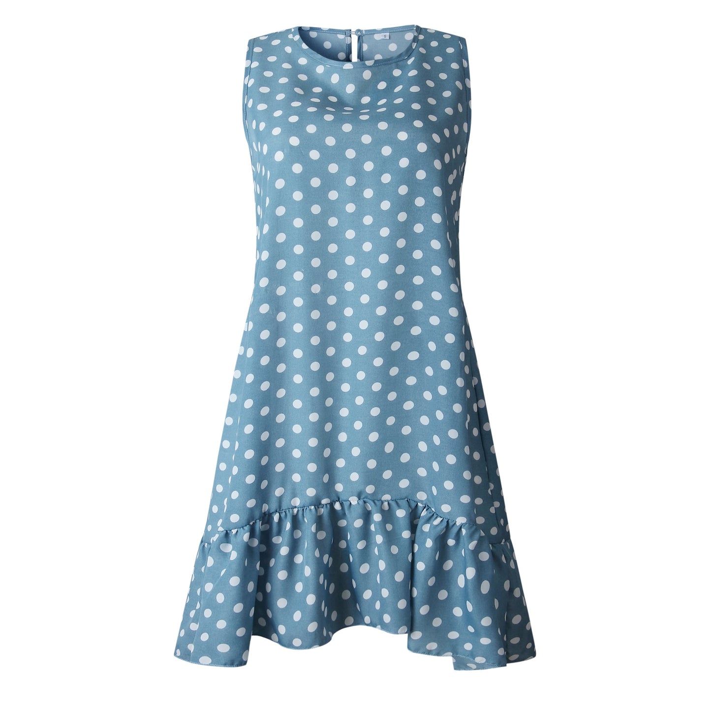 Women Summer Ruffles Polka Dot Sleeveless Mini Dresses