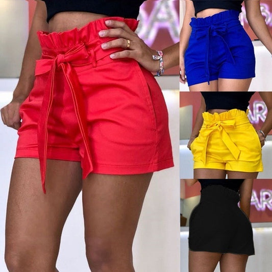 Women's High Waist Pure Color Loose Casual Shorts