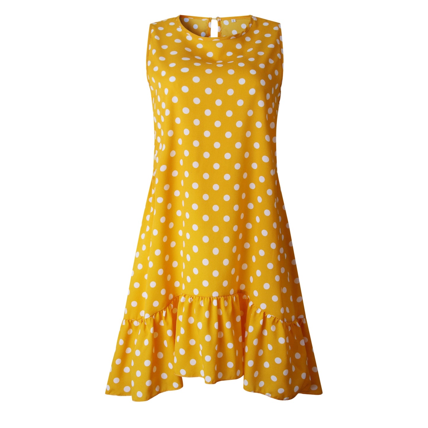 Women Summer Ruffles Polka Dot Sleeveless Mini Dresses