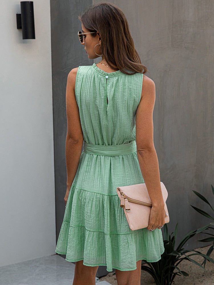Summer Mini Short Dress Elegant Ladies Fitted Clothing