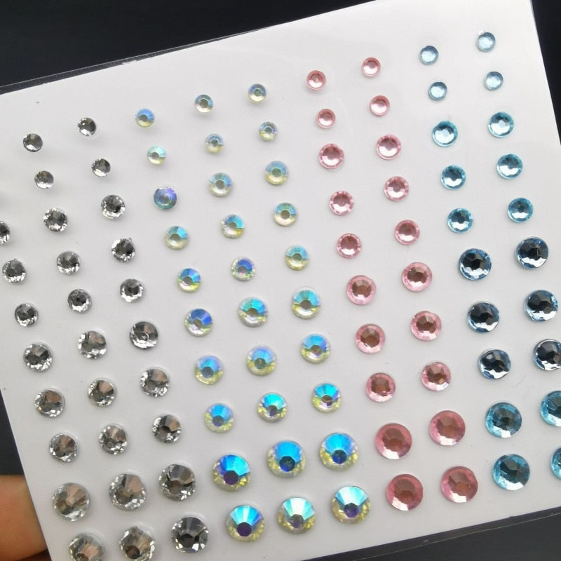 Mixed Size Eyeshadow Diamond Stickers for Face Body Festival Decoration Self Adhesive Colored