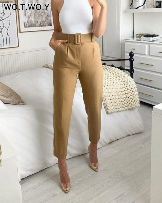 Elegant Formal High Waist Pants Women Skinny Pencil Pants