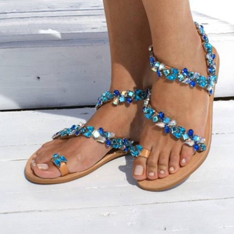 Ladies Rhinestones Summer Beach Sandals