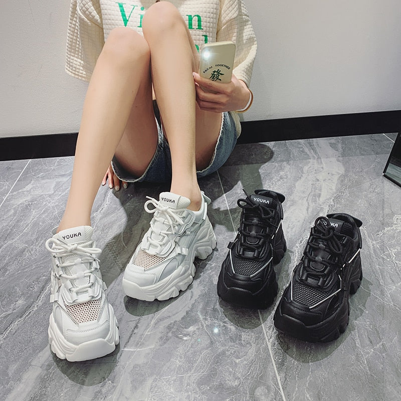 Woman's White Platform Sneakers