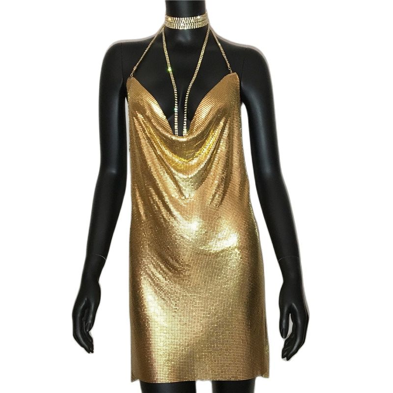 Sexy Gold Mini, Nightclub Party Dress